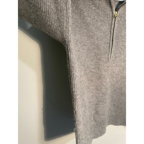 J. Crew Half Zip Stretch Sweater Gray Wool and Alpaca Blend Size Medium - Picture 4 of 12